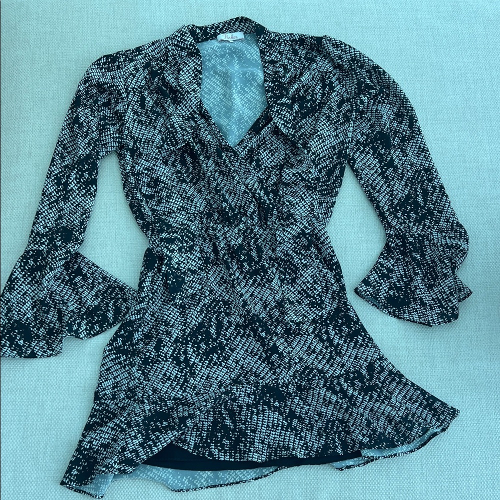 Parker Black and White Long Sleeve Dress